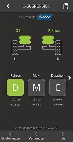 Screen der E-Suspension-App